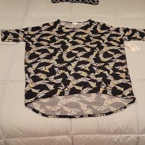 LuLaRoe Black and Yellow Geometric Top